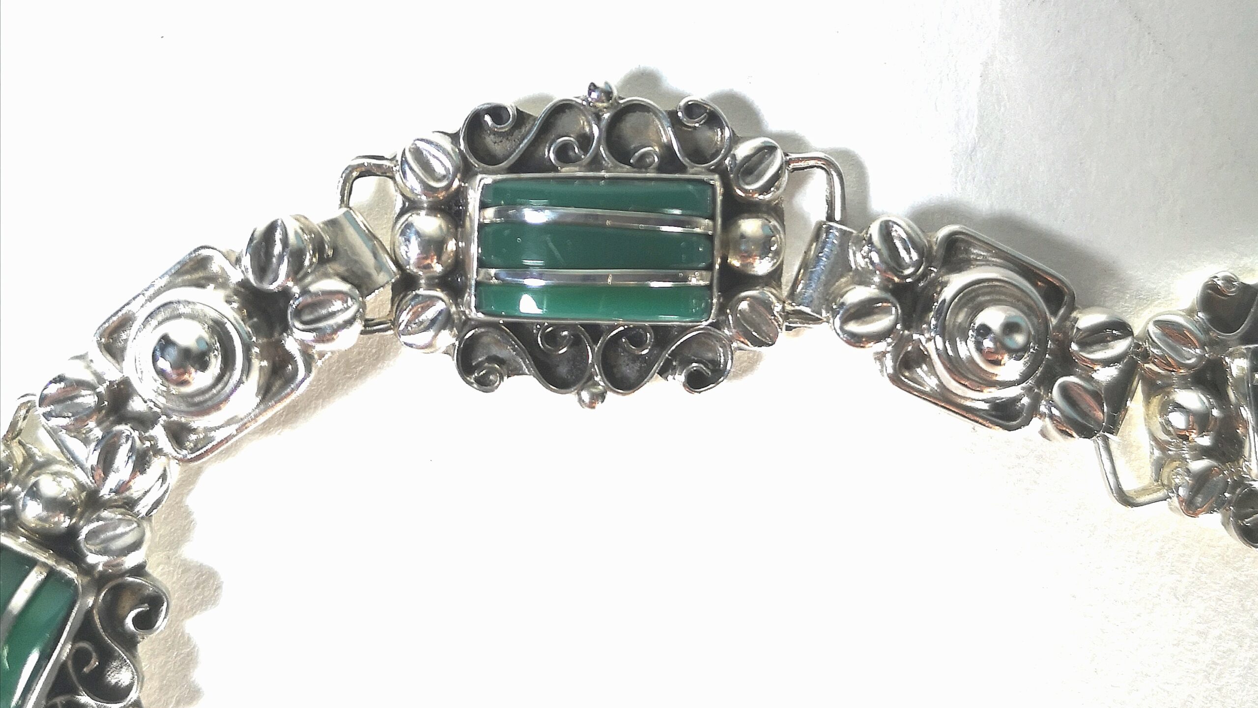 Mexican Sterling Silver and Agate Panel Bracelet - Narissa Mather